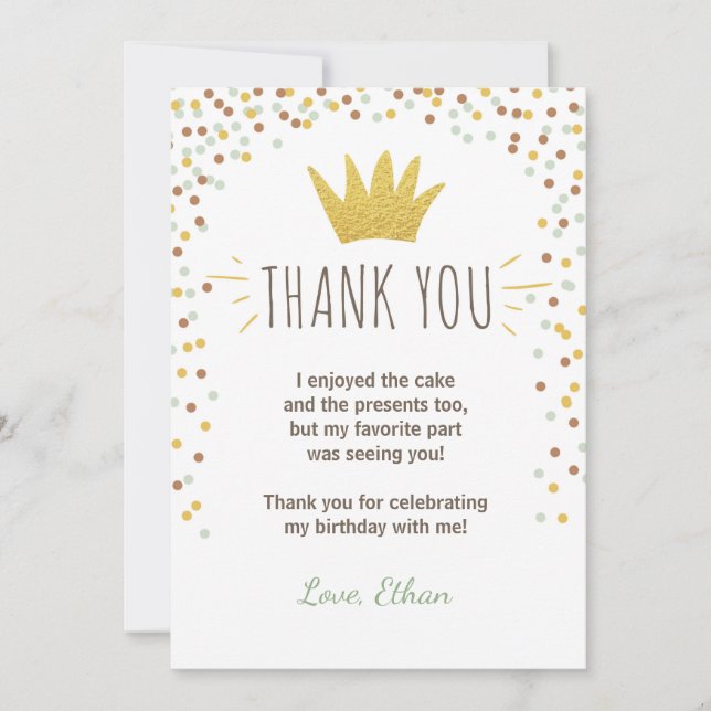 Tack för ditt kort Vild sak Birthday Guld Boy Kron (Framsida)
