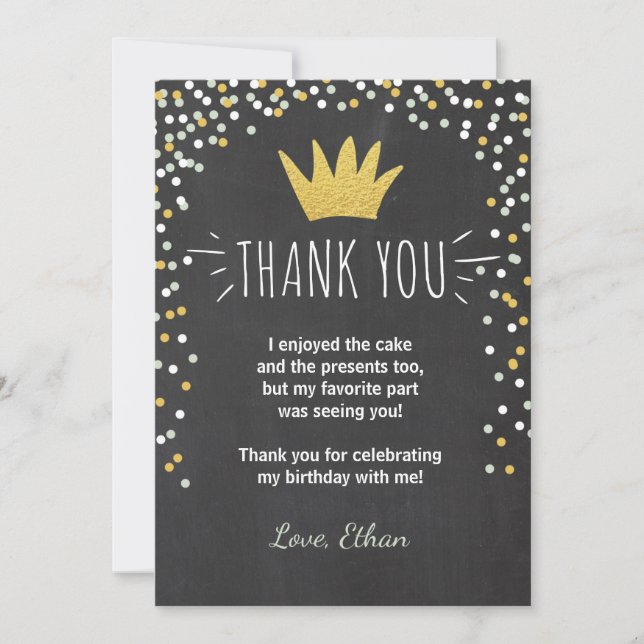 Tack för ditt kort Vild sak Birthday Guld Boy Kron (Framsida)