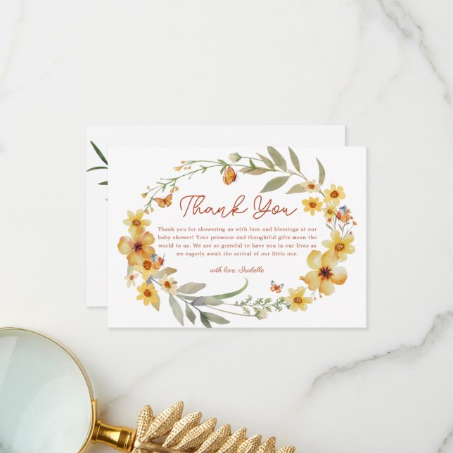 Tack för ditt kort! WandeBoho Wildblomme Baby Show (Fram/Back In Situ)