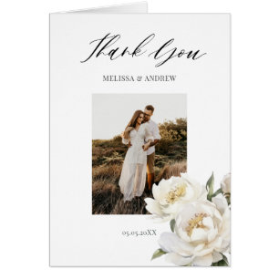 Tack för ditt kort, White Peony Photo Bröllop OBS Kort