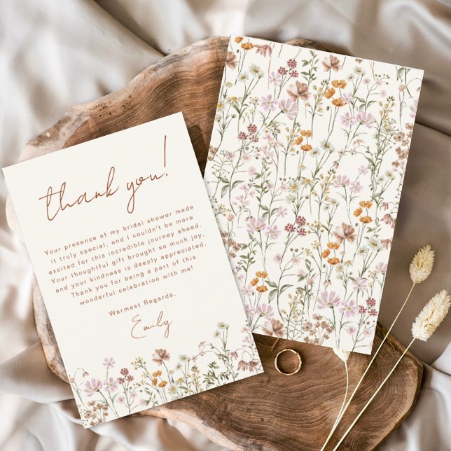 Tack för ditt kort, Wildblommor Boho-Möhippan Flygblad (Skapare uppladdad)