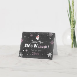 Tack för ditt kort Winter Onederland Snögubbe Rosa