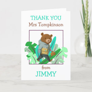 Tack för ditt Löv-kort för Cute Bear Namn Kort