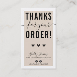 TACK FÖR DITT ORDER FÖR IN vetesvart Visitkort