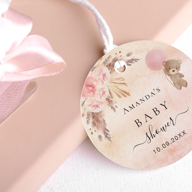 Tack för ditt  pampasgräs, babyskor gåvor etiketter (Skapare uppladdad)