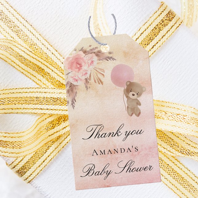 Tack för ditt  pampasgräs, babyskor presentetikett (Skapare uppladdad)