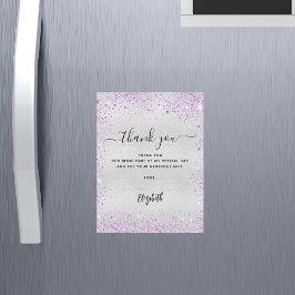 Tack för ditt tack till Silver lavender glitter Magnetisk Inbjudningskort