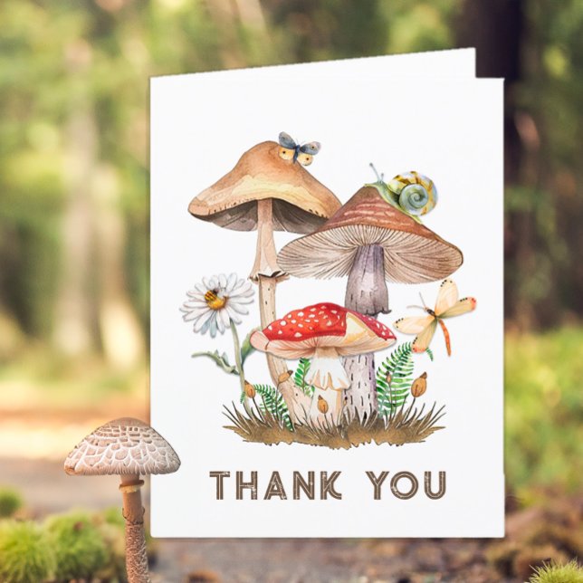 Tack för ditt träsklåda | Svampar och svampar Kort (Mushroom Woodland Baby Shower Thank You Card)