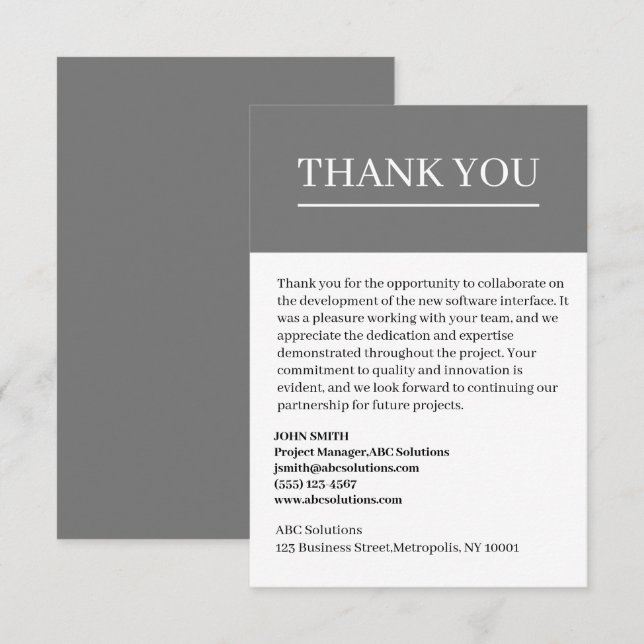 Tack för ditt visitkort för anpassningsbar mellan  kort (Fram/baksida)