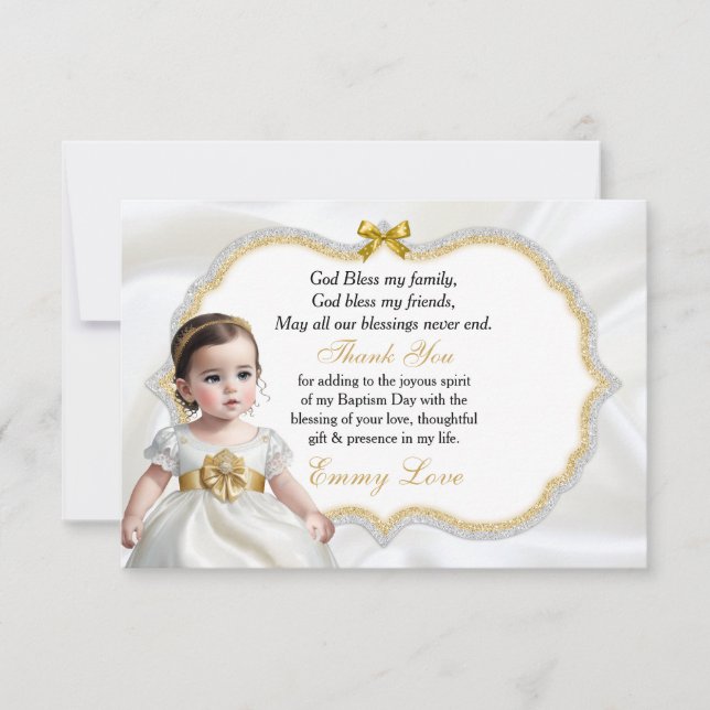 Tack för dop/first communion för lilla flickan kort (Framsida)