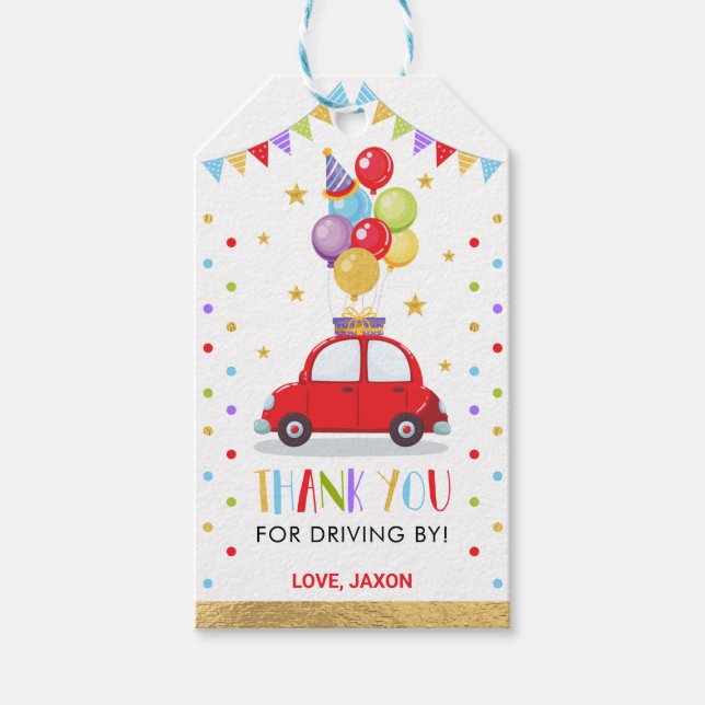 Tack för Drive By Baby Shower Födelsedags Karantän Presentetikett (Framsidan)