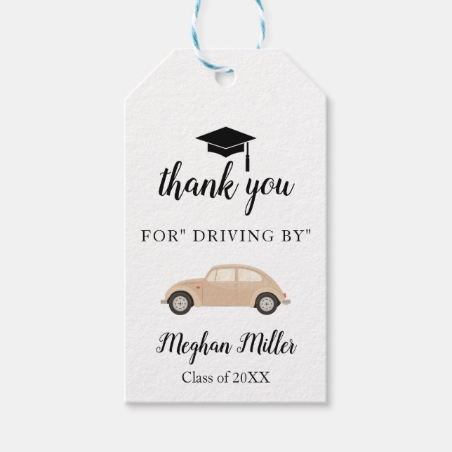 Tack för drive-by-examenspresent presentetikett (Framsidan)