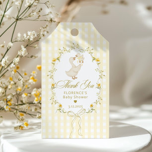 Tack för dumma gås båge rutig baby shower presentetikett