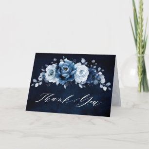 Tack för Dusty Blue Slate Navy Möhippa Bröllop Kort