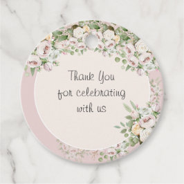 Tack för Dusty ro blommigt Gåvor Etiketter