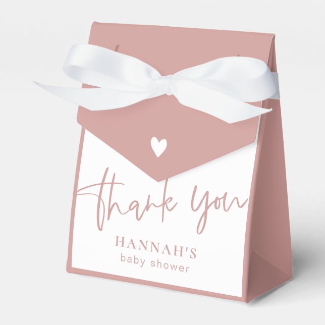 Tack för Dusty Rosa/ Ro Baby Shower Presentaskar (Framsidan Sidan)