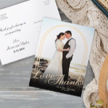 Tack för elegant Arch Photo Script Modern Kärlek Vykort<br><div class="desc">Snyggt Modern Anpassningsbar Photo Lodrät Tack Postcard, designad med vit romantisk text Kärlek och Tack över en svart övertoning på ett lodrät-foto. Den enkla utformningen har en dubbla som representerar två personer som blir en i livet tillsammans. Du kan enkelt anpassa den här onlinen med vår enkla anpassning till onlinen...</div>