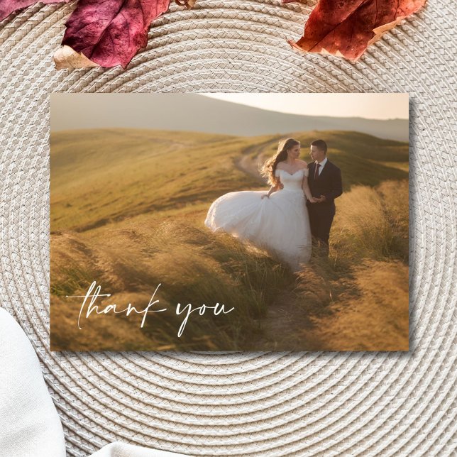 Tack för Elegant bröllop-foto-kort (Elegant Wedding Photo Thank You Cards)