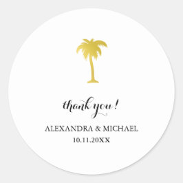 Tack för Elegant-bröllop vid Guld Handflatan Runt Klistermärke
