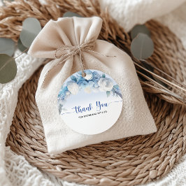 Tack för elegant Dusty Blue Blommigt Baby Shower Gåvor Etiketter