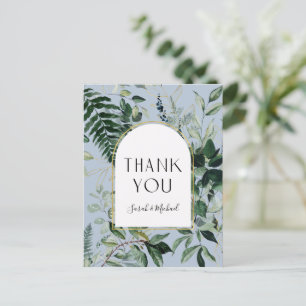 Tack för elegant Dusty Blue Botanical foliage Vykort