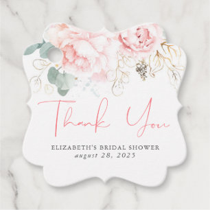 Tack för Elegant för  för Blommigt av rosa - favor Gåvor Etiketter