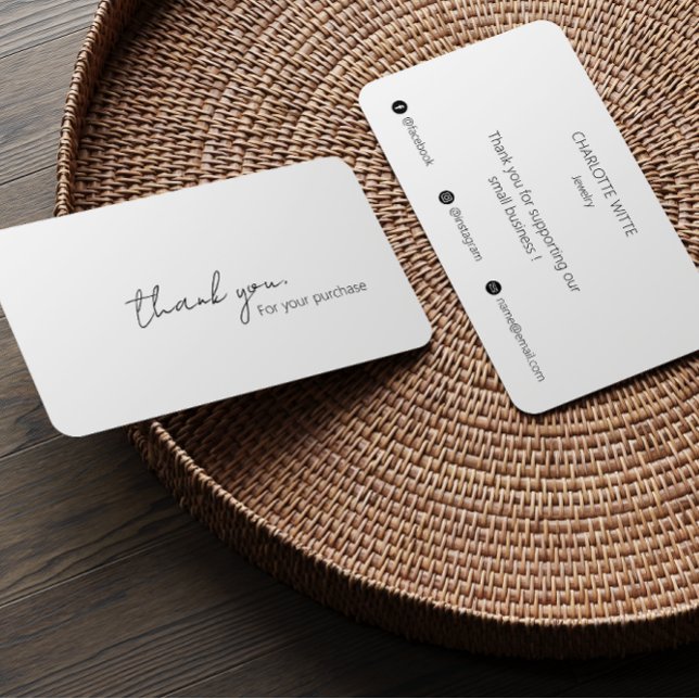 Tack för elegant-kalligrafi för din beställning visitkort (Elegant Calligraphy Scrip Thank You For Your Order Business Card)