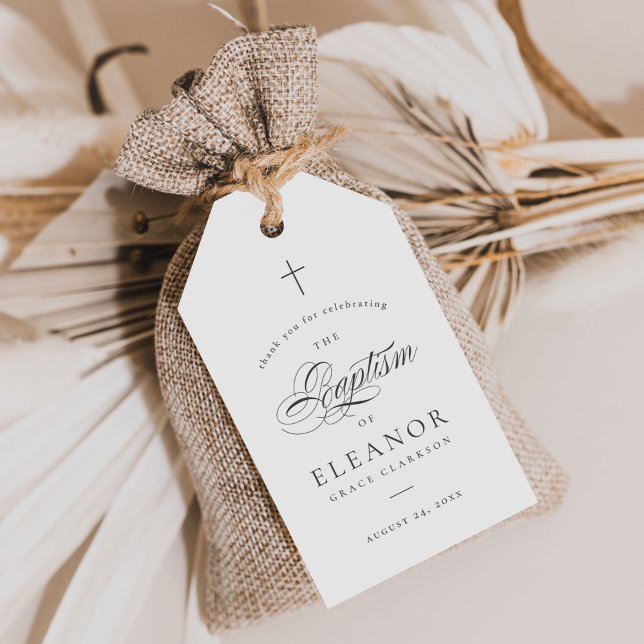 Tack för elegant Kor-kalligrafi-baptism Presentetikett (Skapare uppladdad)