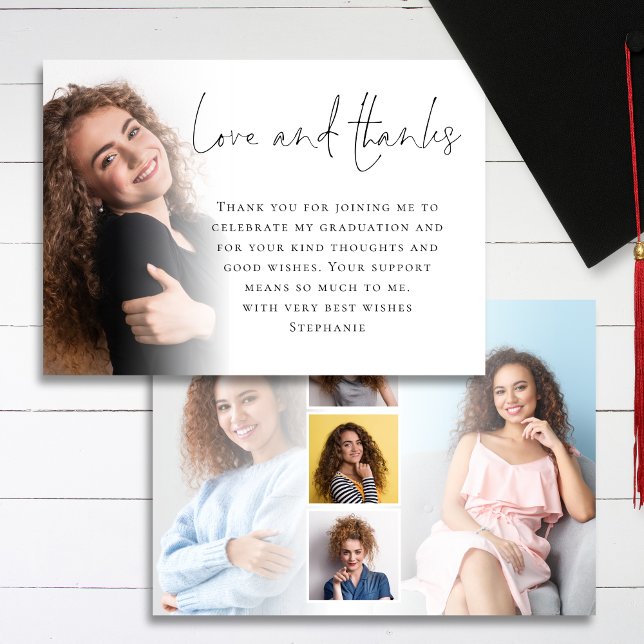 Tack för elegant Script 6 Foton Studenten Kärlek Kort (Front and back view)