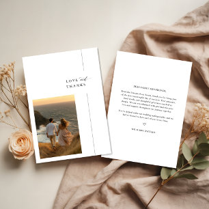 Tack för elegant Script Coastal Photo Bröllop Kärl Kort