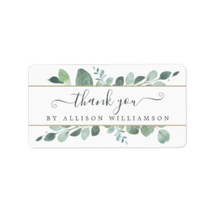 Tack för elegant Script Greenery Adressetikett