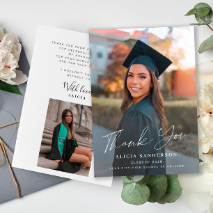 Tack för elegant-skriptet student-fotot, studenten kort