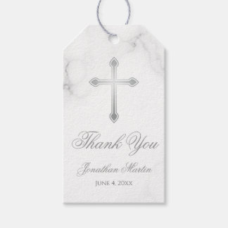 Tack för elegant Vit marble Custom Name Baptism Presentetikett