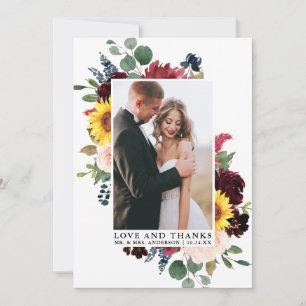 Tack för Elegant Watercolor Mixed Blommigt Kärlek Kort