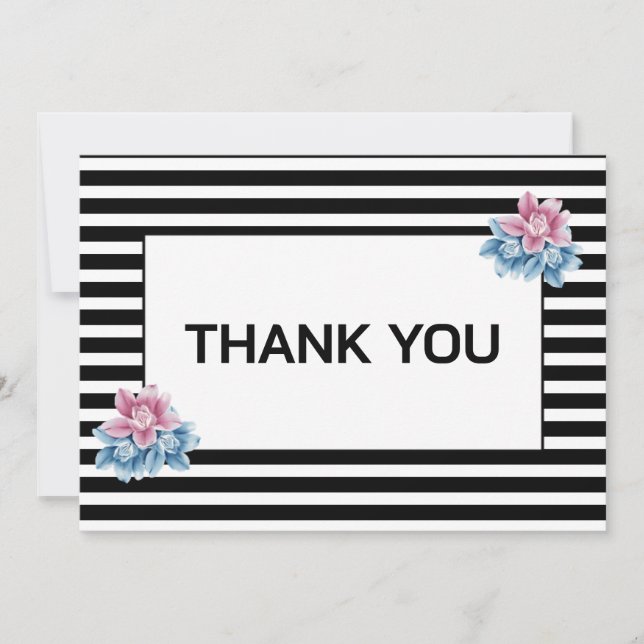 Tack för elegantens blommigt, modern strimlad anpa anteckningskort (Framsida)