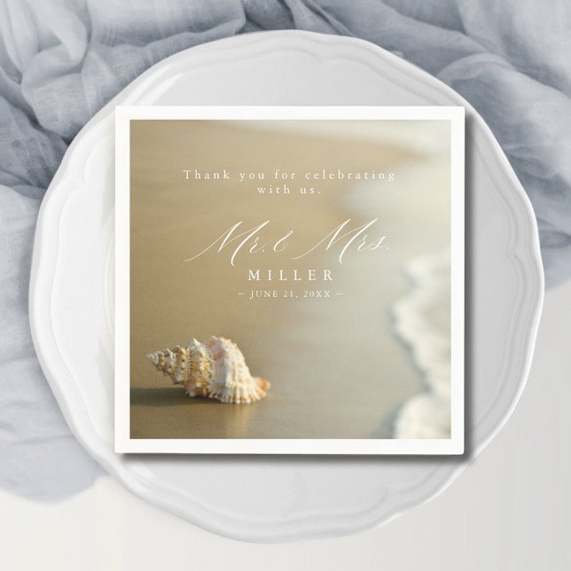 Tack för elegantens målfack för bröllop pappersservett (Elegant Destination Beach Wedding Thank You Napkins)