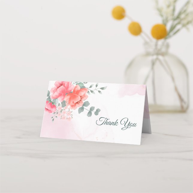 Tack för elegantens moderna  rosa placeringskort (Framsida)