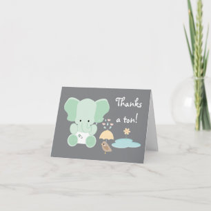 Tack för Elephant Diaper Baby Shower med Grönt Kort
