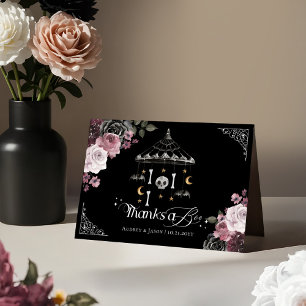 Tack för en Boo Gothic Skeleton Mobile Baby Shower Kort