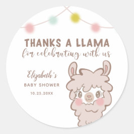 Tack för en favoritbild för Llama Baby Shower Runt Klistermärke