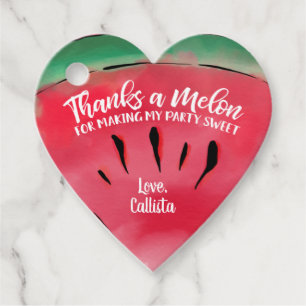 Tack för en Melon Quote Red Watermelon Watercolor Gåvor Etiketter