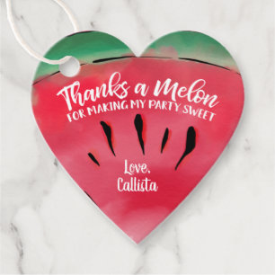 Tack för en Melon Quote Red Watermelon Watercolor Gåvor Etiketter