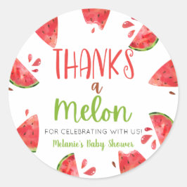 Tack för en Melon Watermelon Baby Shower-favorit Runt Klistermärke