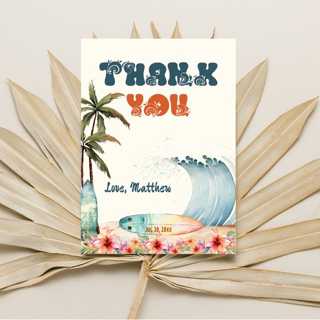 Tack för en surfing-inspirerad födelsedagsfest vid kort (Skapare uppladdad)