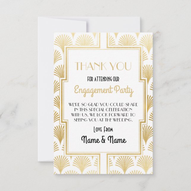 Tack för engagemang Bröllop 1920-tals Festkort (Framsida)