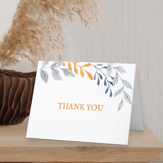 Tack för enkel höstlövning (Fall themed thank you card with autumn leaves)