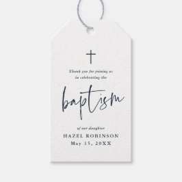 Tack för enkel skriptvit dopptism presentetikett