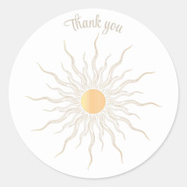 Tack för er guld teckning sunburst sol runt klistermärke