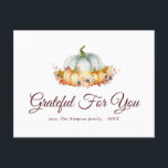 Tack för er | thanksgiving helg vykort<br><div class="desc">höst löv med vattenfärgspumpor och guld  blommor. Ett meddelande från anpassningsbar hälsning om thanksgiving längst bak.</div>