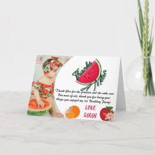 Tack för ett Melon Watermelon Photo Birthday Card Kort